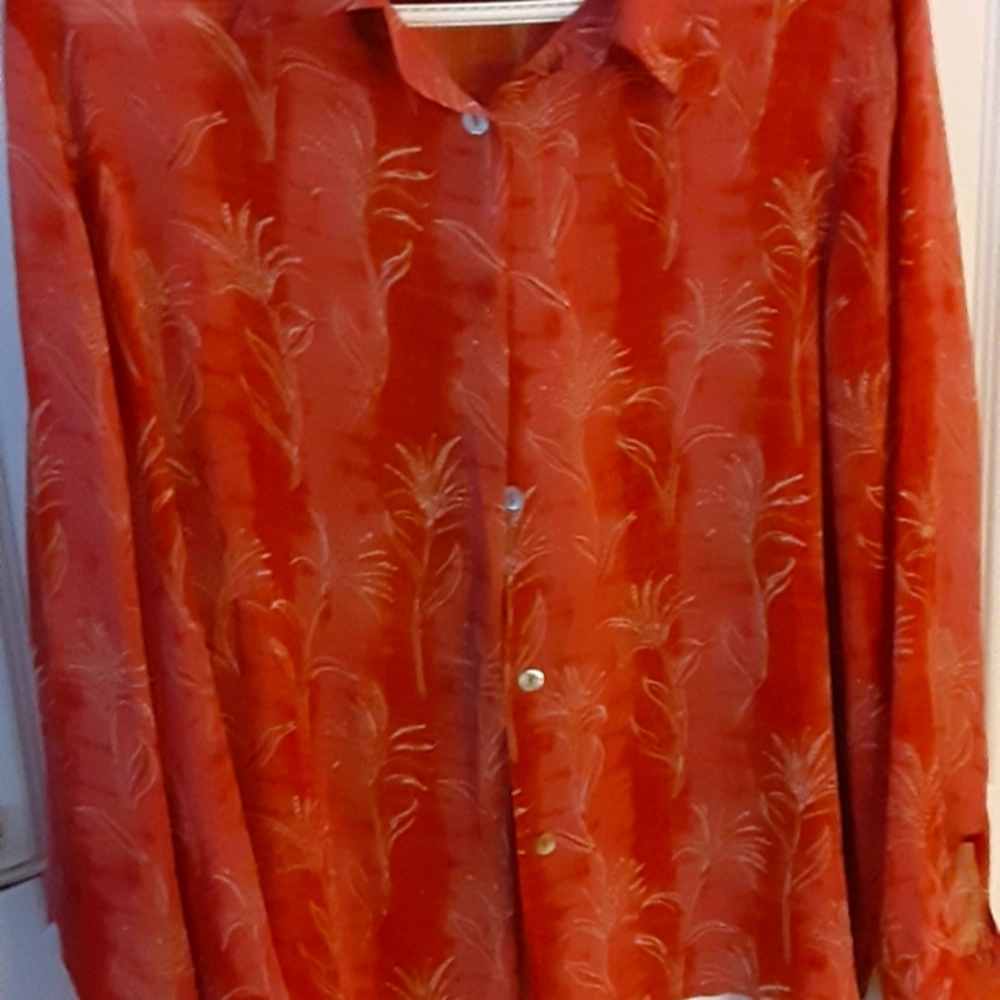 Long sleeve silk blouse